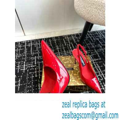 Dolce  &  Gabbana Heel 10cm Patent Leather Slingbacks Red 2024